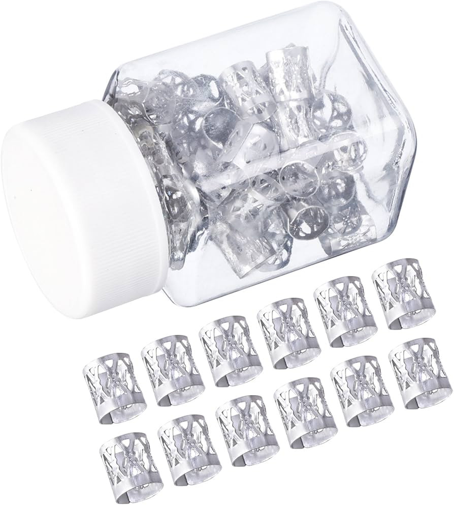 Mudder 50 Pieces Aluminum Dread Locks Adjustable Metal Cuffs Dreadlocks Beads Braiding Hair Decor... | Amazon (US)