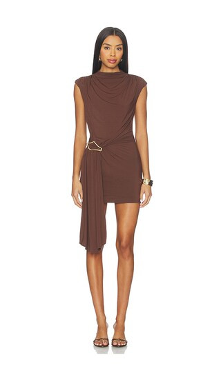 Nicolette Mini Dress in Chocolate Brown | Revolve Clothing (Global)