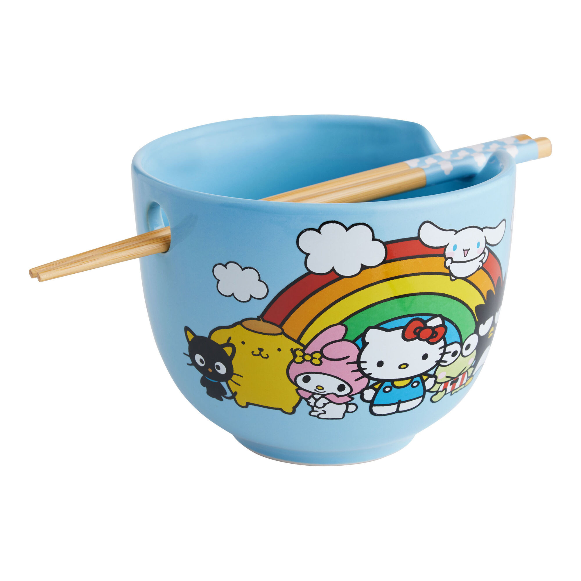 Hello Kitty Blue Rainbow Noodle Bowl With Chopsticks | World Market