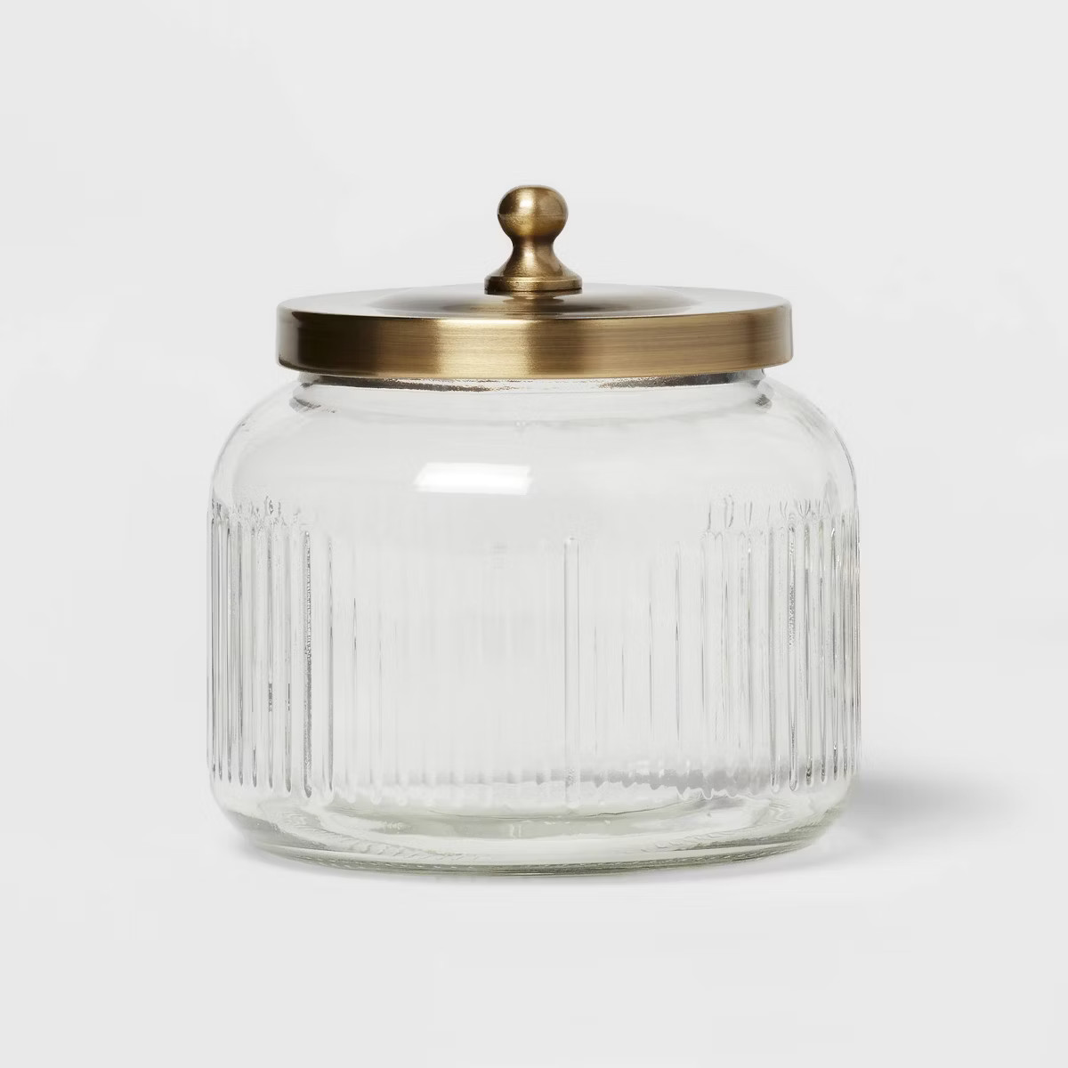 Small Glass Bath Canister Brass - Threshold™: Elegant Storage Container with Lid for Bathroom O... | Target