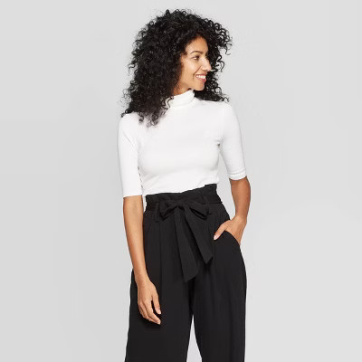 Women's Regular Fit Elbow Sleeve Turtleneck T-Shirt - A New Day™ | Target