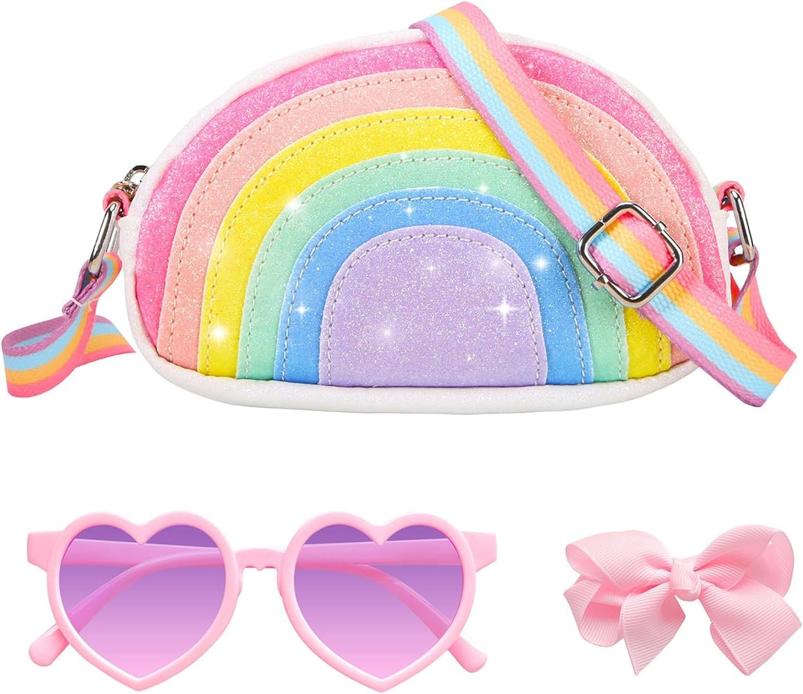 Toddler Rainbow Purse for Kids Gift Set Little Girls Cute Crossbody Bag | Amazon (US)