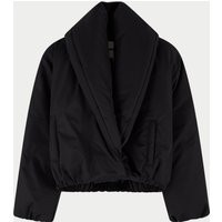 Oversized Collar Nylon Puffer Coat - Black | The Couture Club