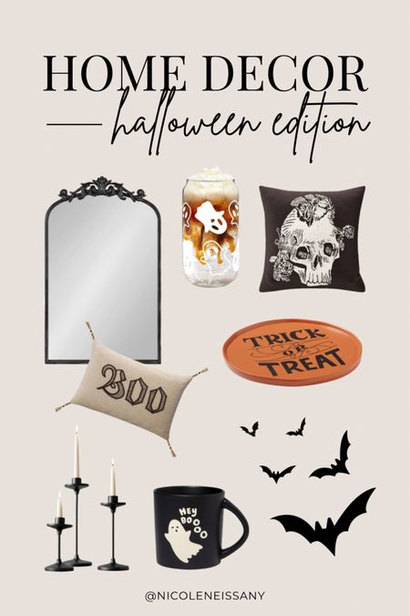 Home decor for Halloween! Ghost mugs & cups, skull & boo pillows, wall bat decals, trick or treat tray, black framed mirror, black candlesticks, & more! #Halloween

#LTKSeasonal #LTKhome #LTKHalloween