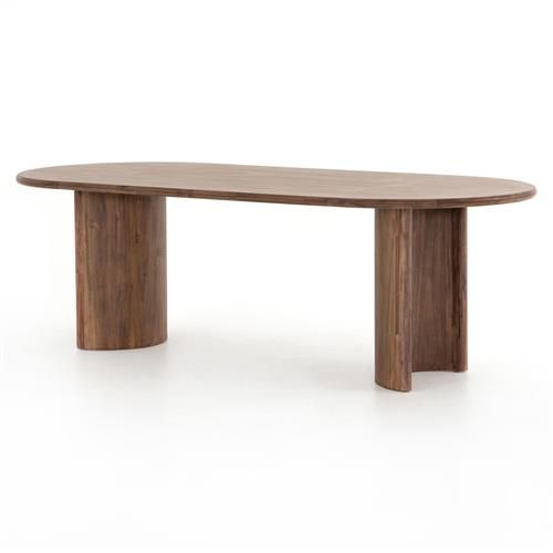 Paris Rustic Lodge Brown Acacia Wood Oval Dining Table - 94"W | Kathy Kuo Home