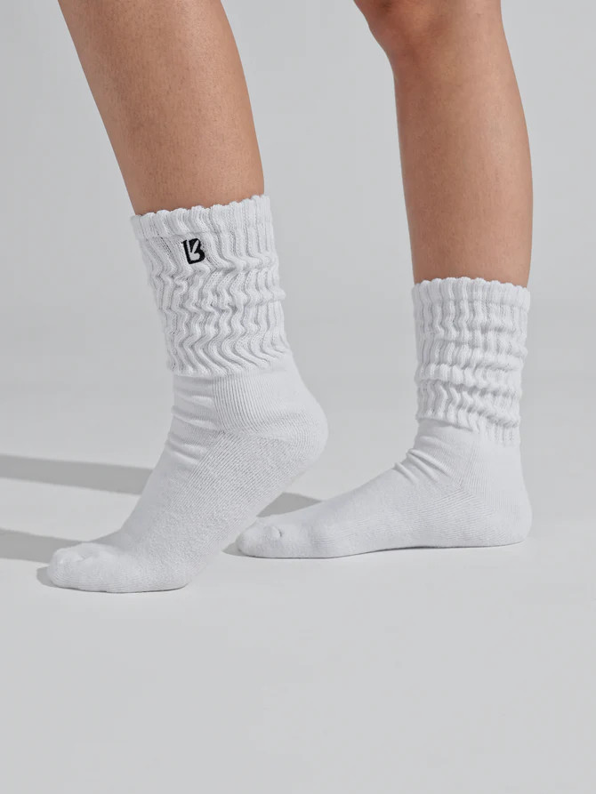 Scrunch Socks - White/Black | Buffbunny