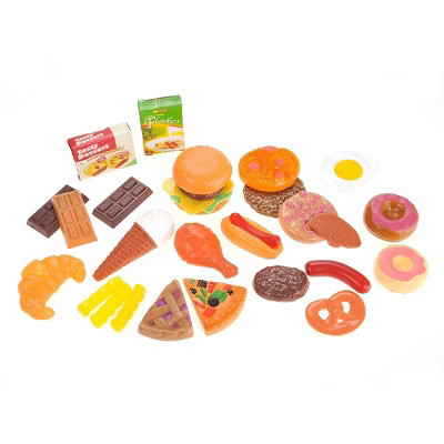 JuzToys 30pcs Pretend Play Kitchen Food Toys – Fast Food & Dessert Play Food Set for Kids – Brown | Target