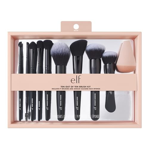 e.l.f. Ten Out Of Ten Brush Set, 10 Piece Brush Kit, Brushes For Face Makeup, Eyes, Brows & More, Made With Synthetic Bristles, Vegan & Cruelty-Free | Amazon (US)