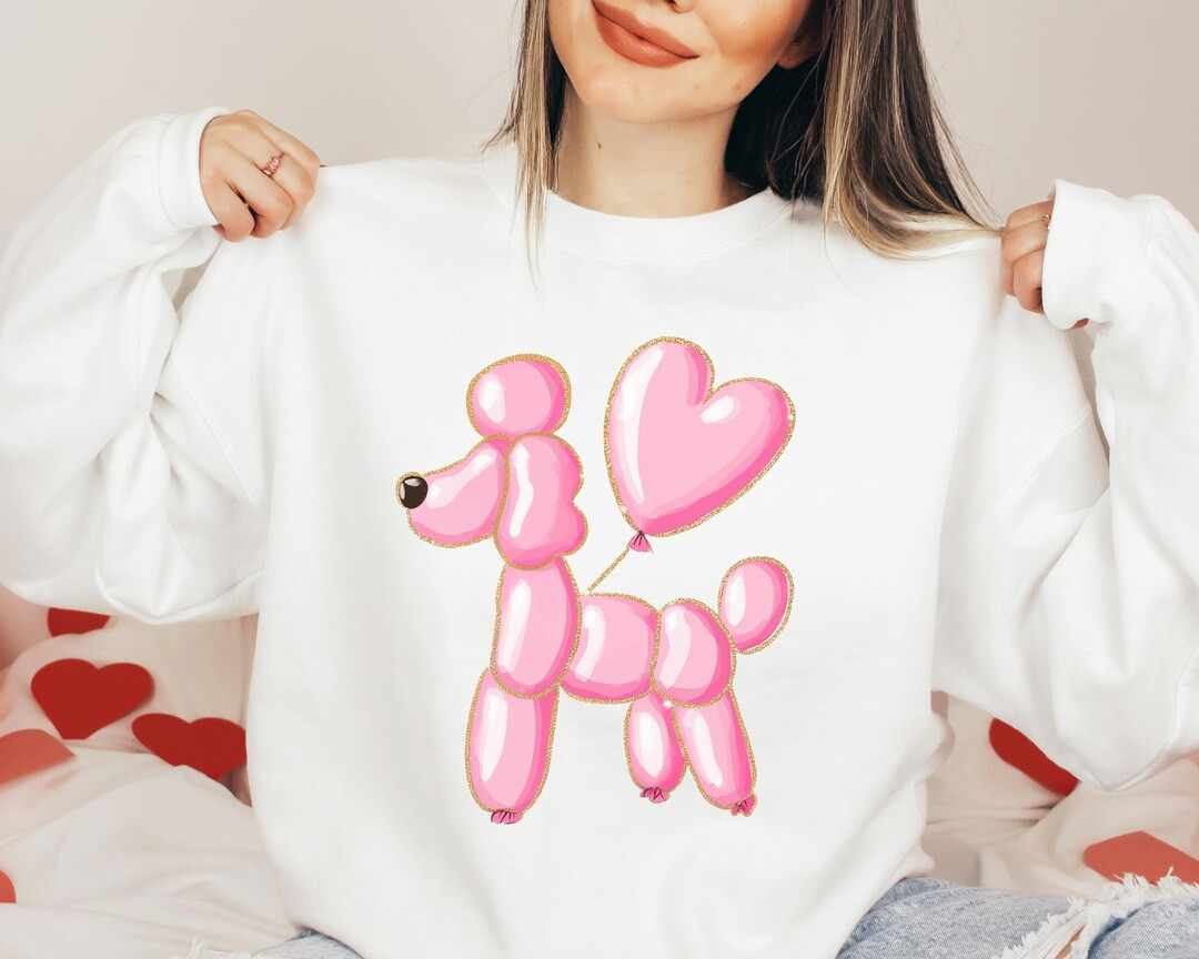 Balloon Animal Valentine's Day Sweatshirt, Poodle Valentine Sweater, Womens Cute Valentines Day C... | Etsy (US)