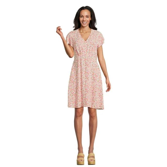 Time and Tru Women's Flutter Sleeve Mini Dress | Walmart (US)