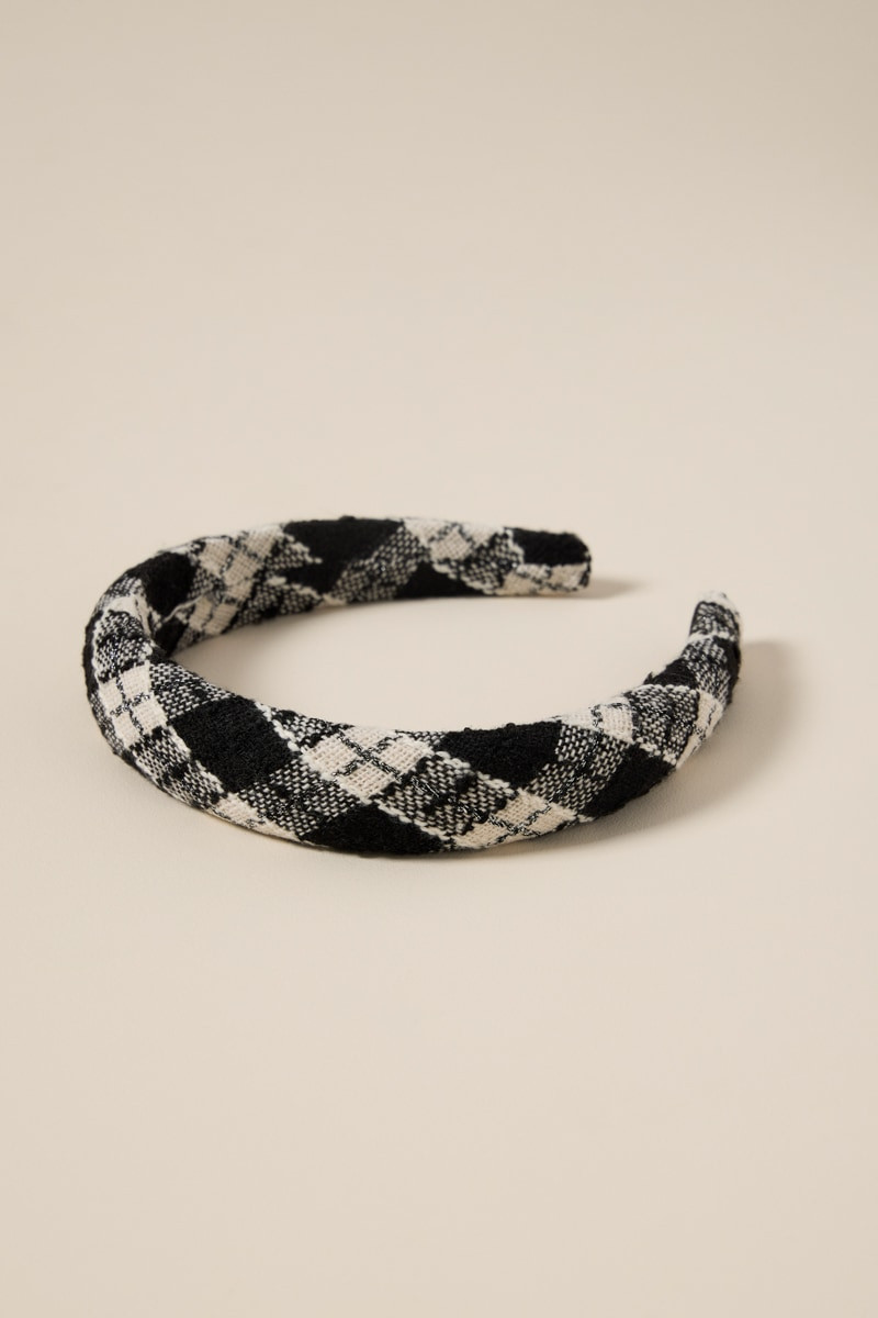 Barbara Puffy Plaid Headband | Francesca's