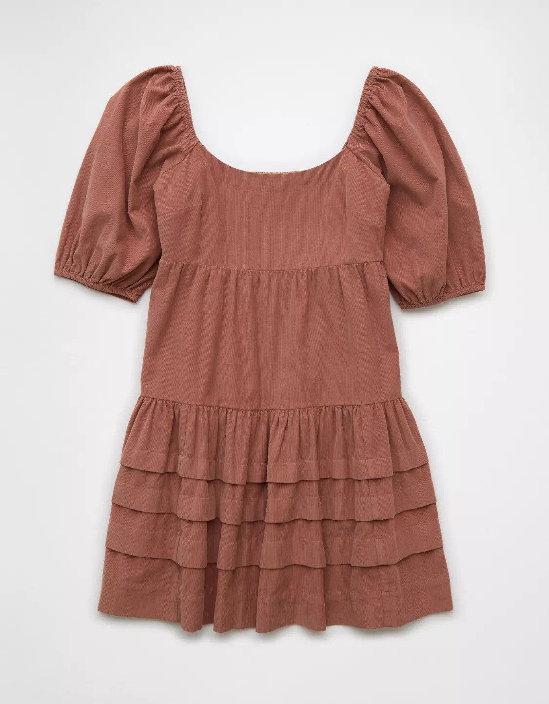 AE Corduroy Puff Sleeve Babydoll Mini Dress | American Eagle Outfitters (US & CA)
