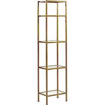 Crosley Furniture Aimee Narrow Etagere Bookcase - Gold and Glass | Amazon (US)