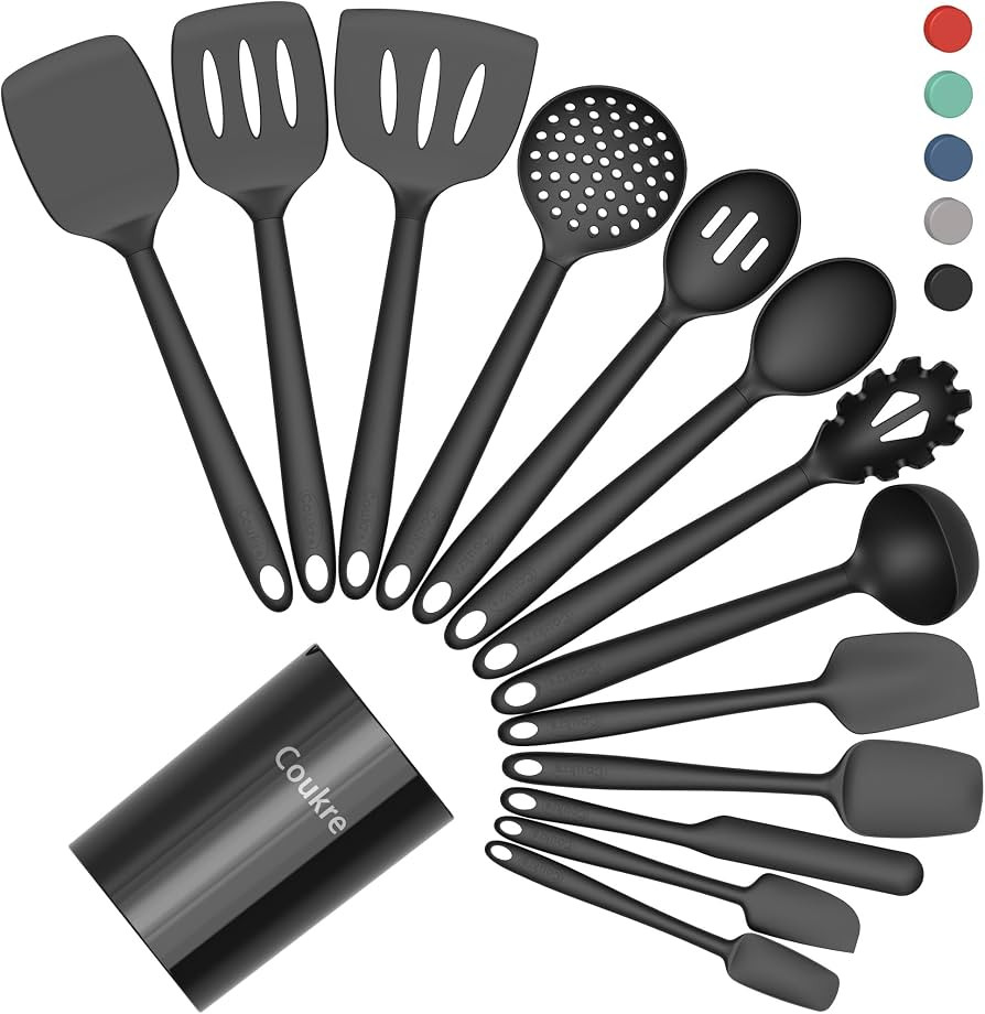 Coukre Silicone Kitchen Cooking Utensils Set, Heat Resistant, 14-Piece | Amazon (US)