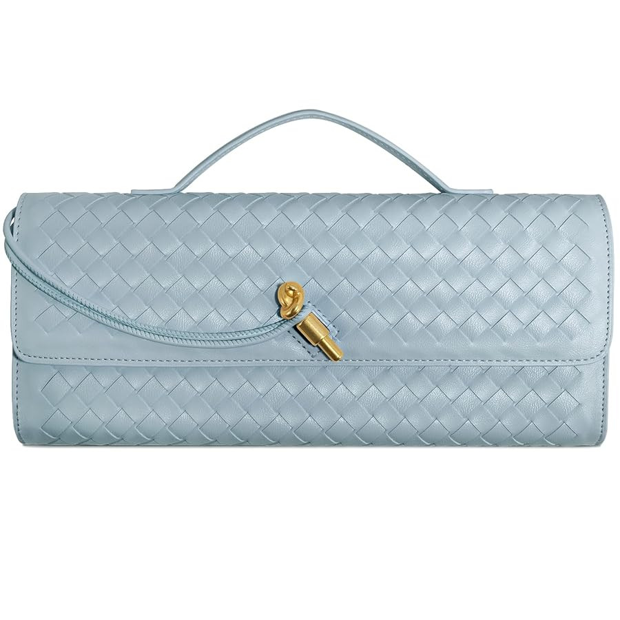 Woven Clutch Purses for Women, Formal Satchel Leather Evening Bag Shoulder Handbag | Amazon (US)