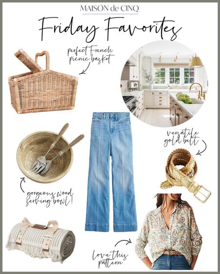 It’s Friday Favorites time and we’ve got so many great finds to share this week! Pretty blouses to wear now and through fall, trouser jeans, the cutest French picnic basket, pretty pillows and more!

#homedecor #fashion #summerfashion #fallfashion #tabletop #ballarddesigns #anthropologie #jcrew 

#LTKSeasonal #LTKunder50 #LTKhome