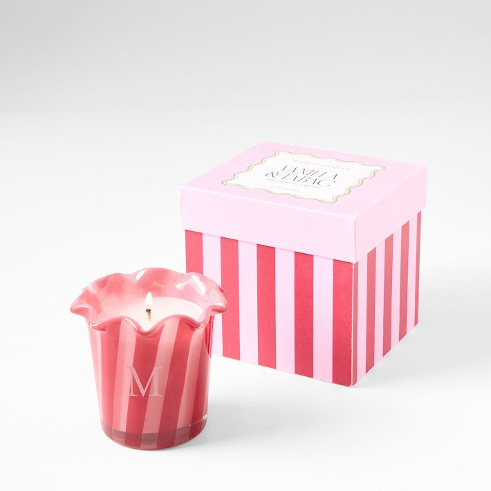 Vanilla & Tabac Stripe Ruffle Candle | Mark and Graham
