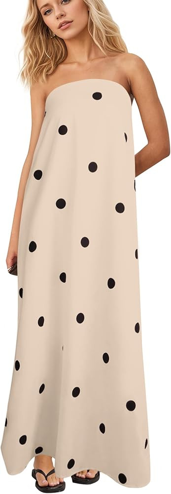 Polka Dot Maxi Dress A Line Tube Dress | Amazon (US)
