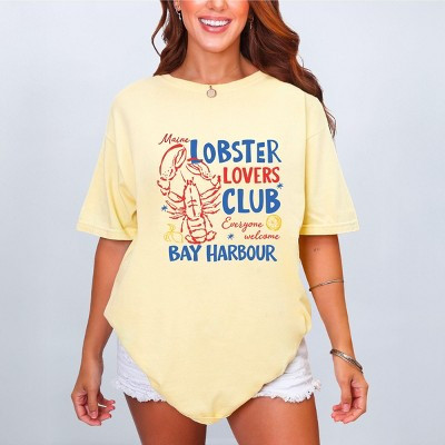 Lobster Lovers Club Bay Harbour - Women's Garment Dyed Graphic T-Shirt | Target