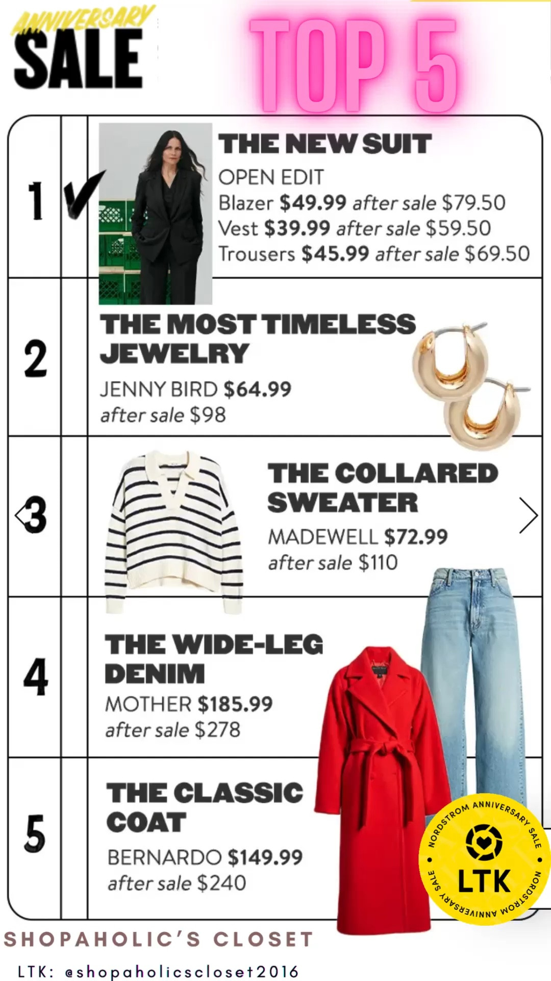 Shop the Top 5 of the Anniversary Top 10.

Let me know in the comments if these are in your top. If not, what is ?

#LTKxNSale #LTKSaleAlert #LTKSummerSales