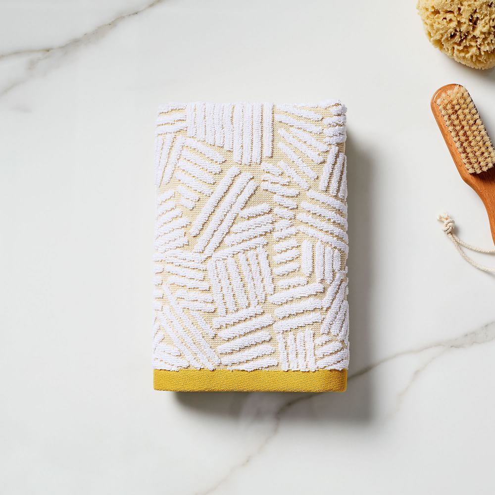 Organic Dashed Lines Sculpted Towel, Hand Towel, Dark Horseradish | West Elm (US)