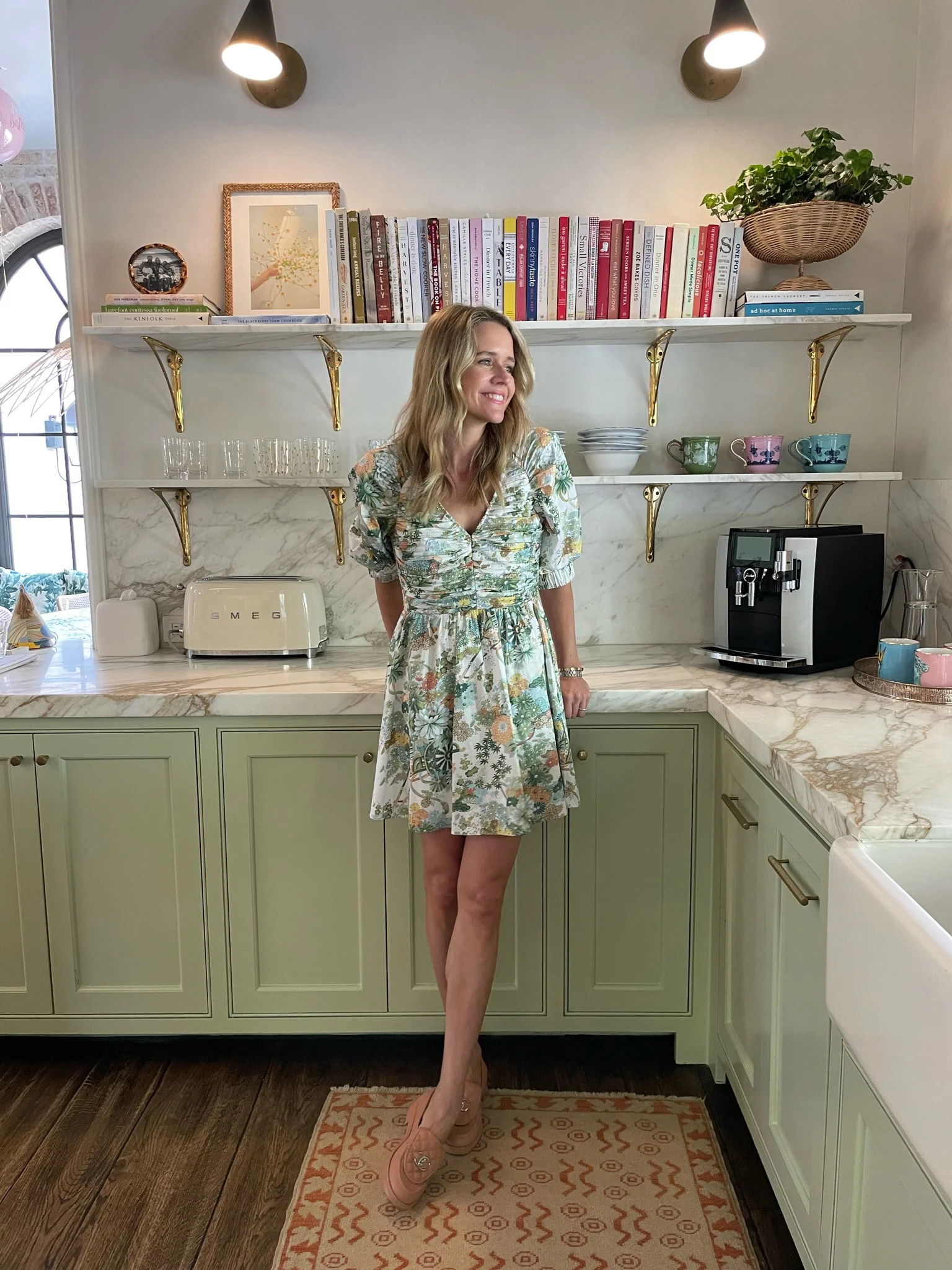 Ruched V-Neck Dress, Spring Chinoiserie | The Avenue