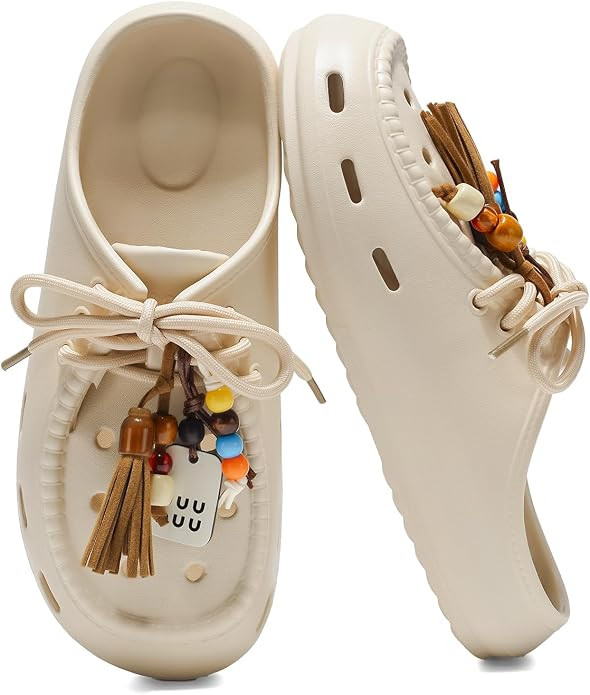 KINIKO Women's Clog Sandals with Retro Beaded Tassel Charms, Arch Support & Non-Slip Sole for Bea... | Amazon (US)