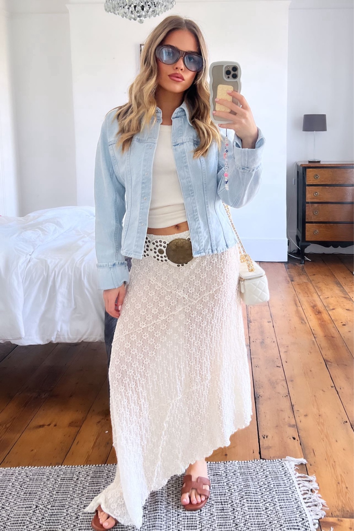 Summer outfit, festival fit, floral maxi skirt 