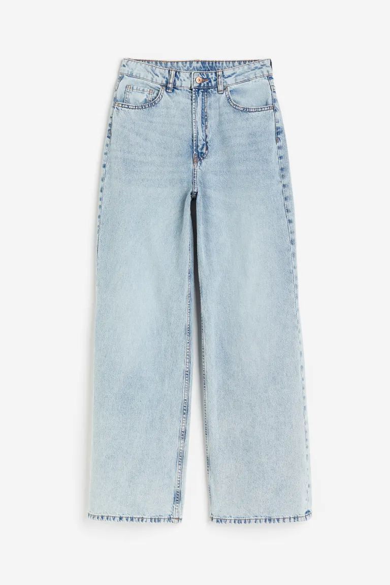 Curvy Fit Wide High Jeans - Light denim blue - Ladies | H&M US | H&M (US + CA)
