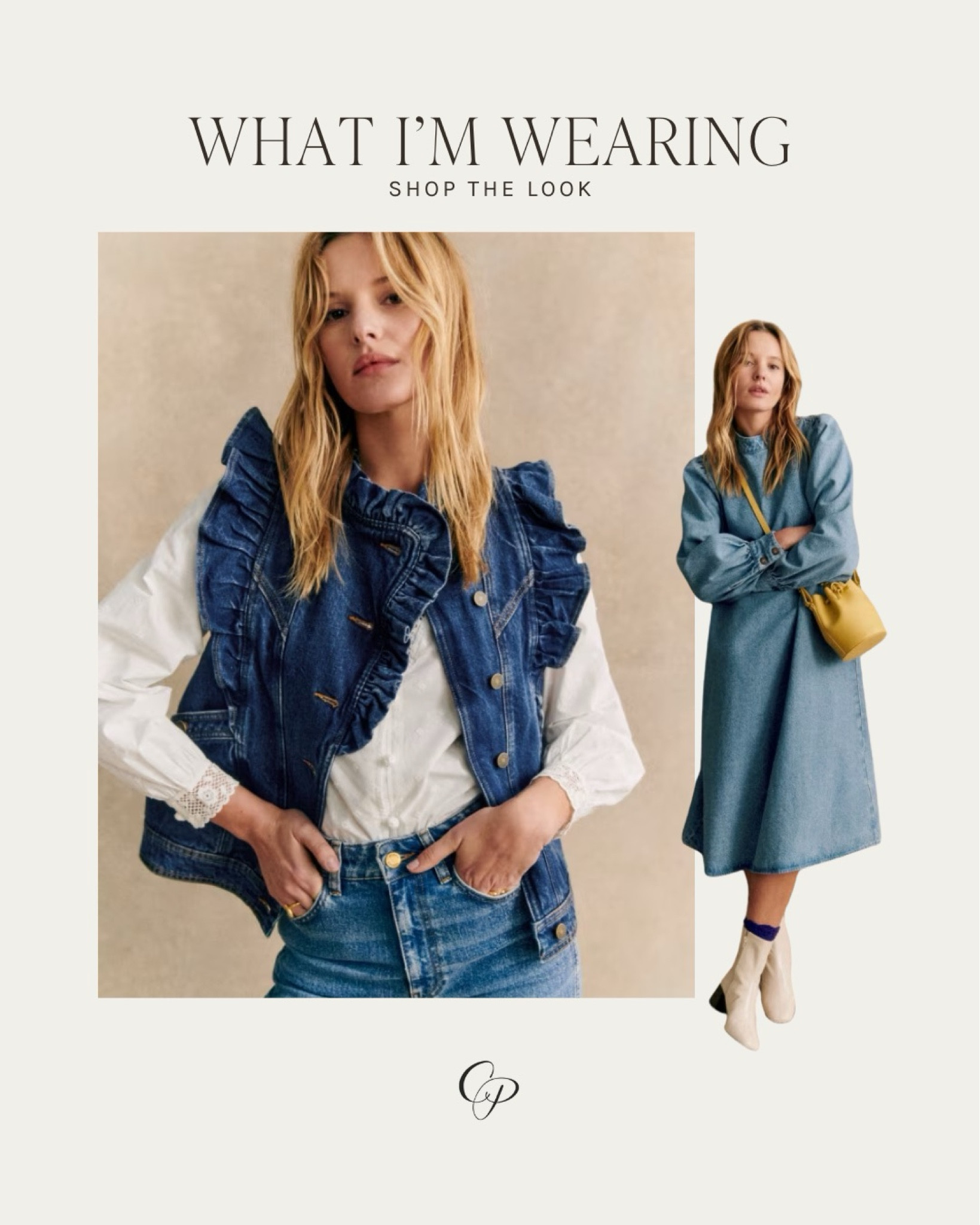 What I’m Wearing | Blue Tones | Trending Colours | Style Guide | Sezane Paris | Jean Vest | Denim Jacket | Midi Dress | Balloon Sleeves | High Collar | Transitional | Business Casual | Spring Fashion | Summer Clothing

#LTKover40 #LTKstyletip #LTKworkwear