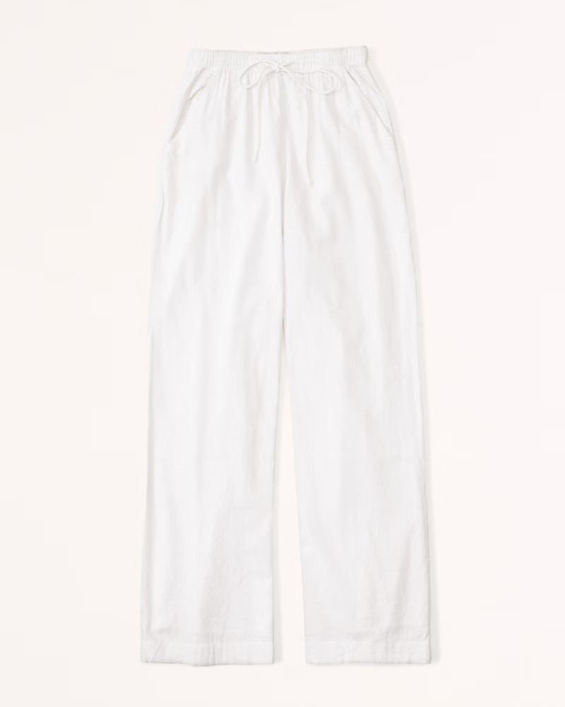 Linen-Blend Pull-On Wide Leg Pant | Abercrombie & Fitch (US)