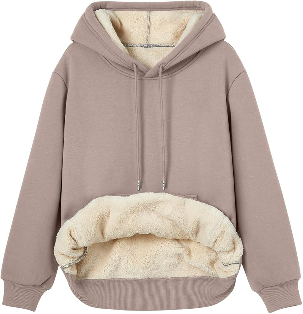 Trendy Queen Women's Winter Fleece Sherpa Lined Hoodie Casual Warm Pullover Hooded Sweatshirt | Amazon (US)