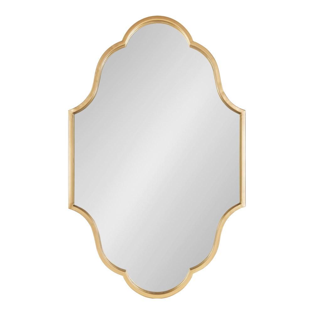 Kate and Laurel Rowla 37.5 in. x 22.5 in. Modern Glam Scalloped Oval Gold Wall Mirror | The Home Depot