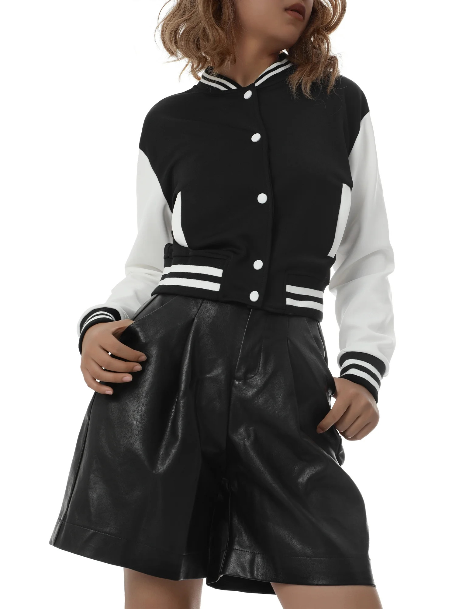 Women Varsity Baseball Long Sleeves Jacket Casual Jerseys Uniform Bomber Track Jacket | Walmart (US)