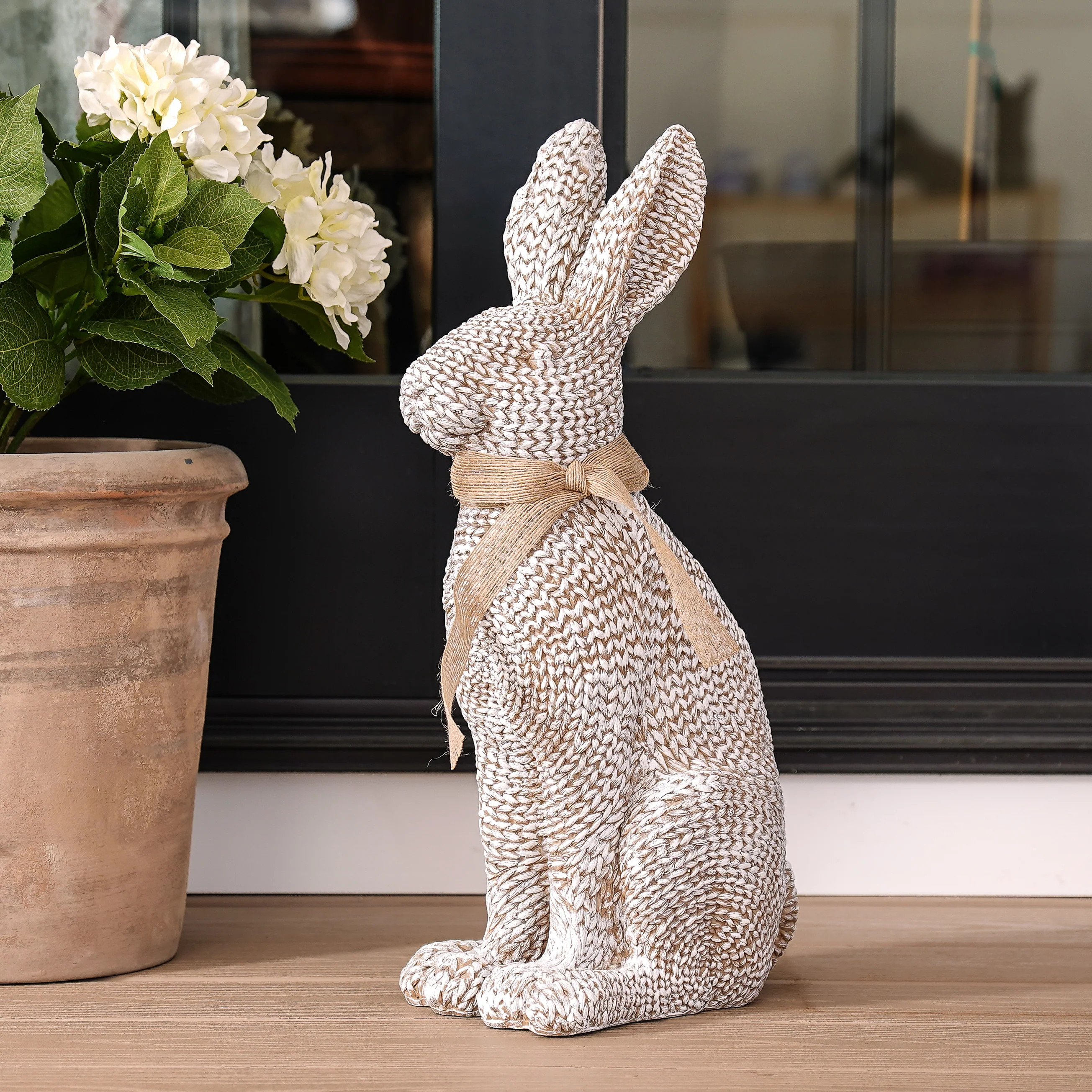 Large Hopper Woven Rabbit | MJHome