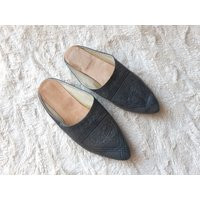 Grey Leather Embossed Slip On Shoes/Flats | Etsy (US)