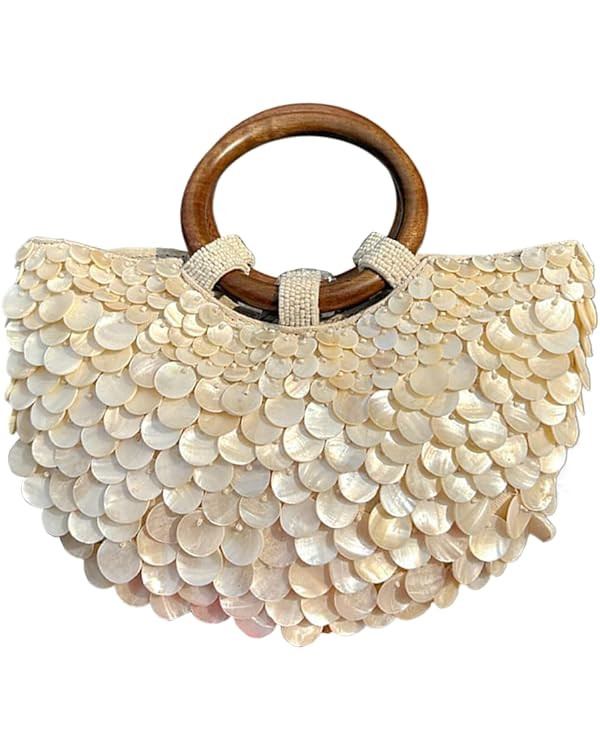 Beaded Shell Purse Summer Beach Tote Bag Seashell Clutch Handbag Luxury Evening Purse Handmade To... | Amazon (US)