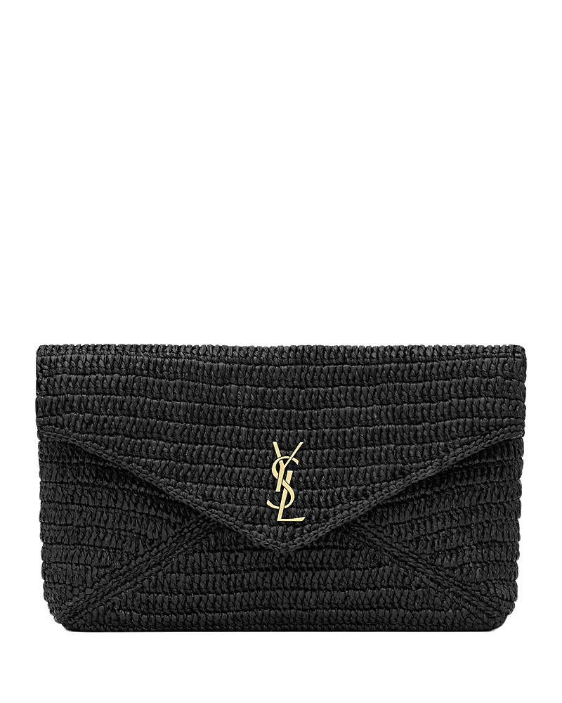 Saint Laurent Cassandre Large Envelope Pouch in Raffia | Bloomingdale's (US)