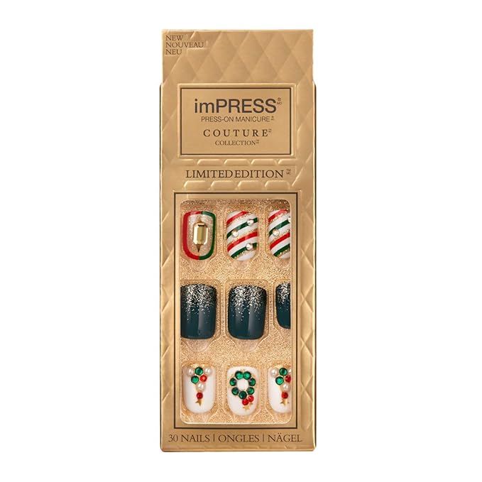 KISS imPRESS Limited Edition Holiday Press-On Manicure Couture Collection, Medium Press-On Nails,... | Amazon (US)