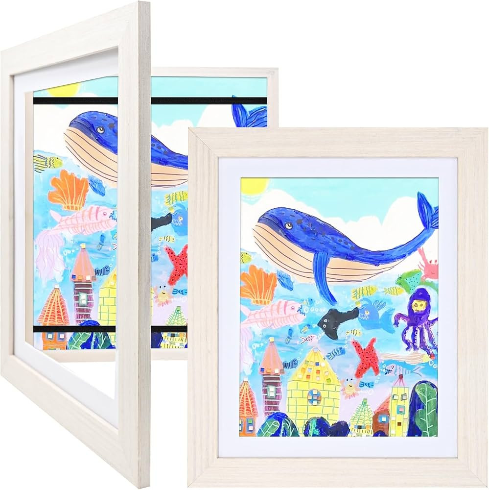 KINLINK 10x12.5 Kids Art Frmes Set of 2, Kids Artwork Frames Changeable with Acrylic Front Openin... | Amazon (US)