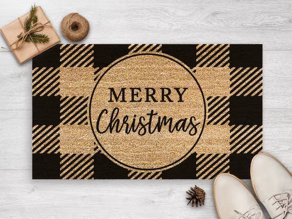 Merry Christmas Doormat - Christmas Door Mat - New Home Gift - Holiday Season - Housewarming Gift... | Etsy (US)