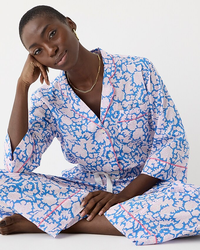 SZ Blockprints™ X J.Crew long-sleeve cotton voile pajama set in Nila print | J. Crew US