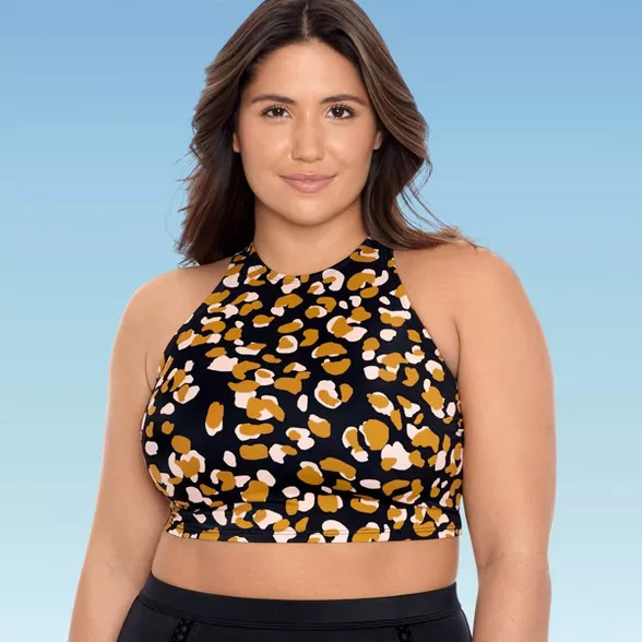 Women's Slimming Control High Neck Crop Bikini Top - Beach Betty by Miracle Brands | Target