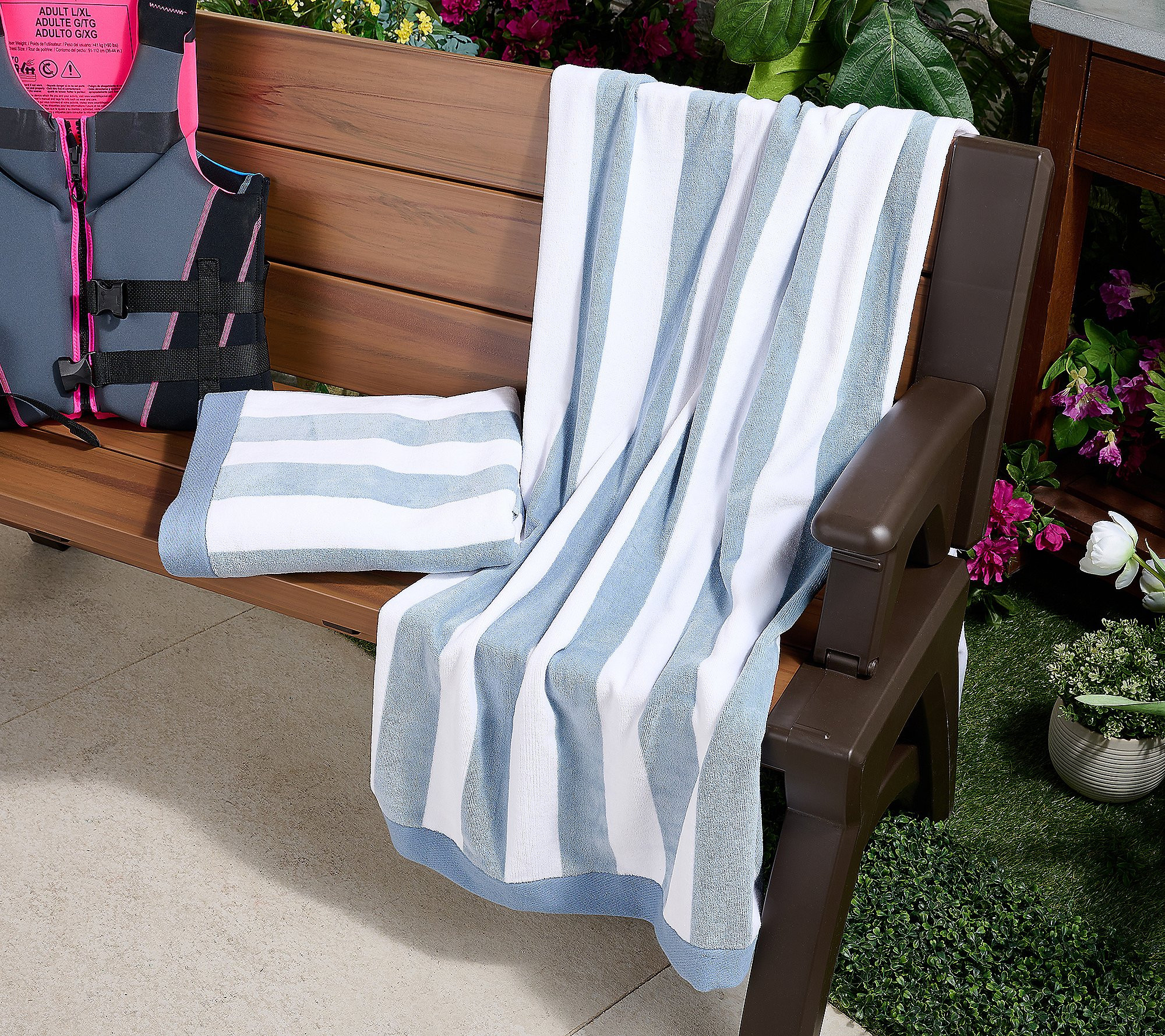 Home Reflections Set of 2 Cabana Stripe Beach Towels | QVC