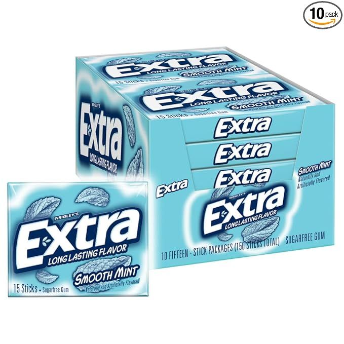 Extra Smooth Mint Sugarfree Gum 15 Count (Pack of 10) | Amazon (US)