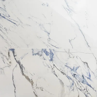 Calacatta Cobalt 23.62" x 47.24" Polished Porcelain Marble Look Floor & Wall Tile | Wayfair North America