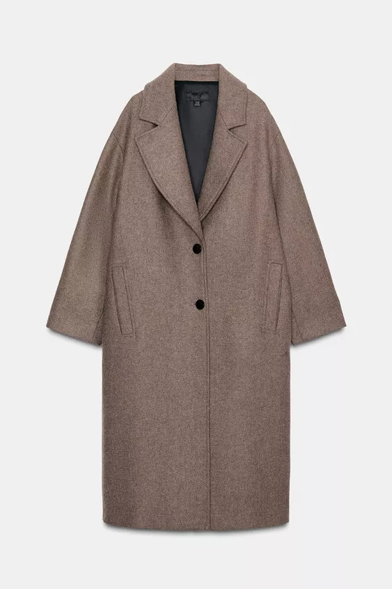 OVERSIZED WOOL COAT WITH CONTRAST CUFF | Zara Canada