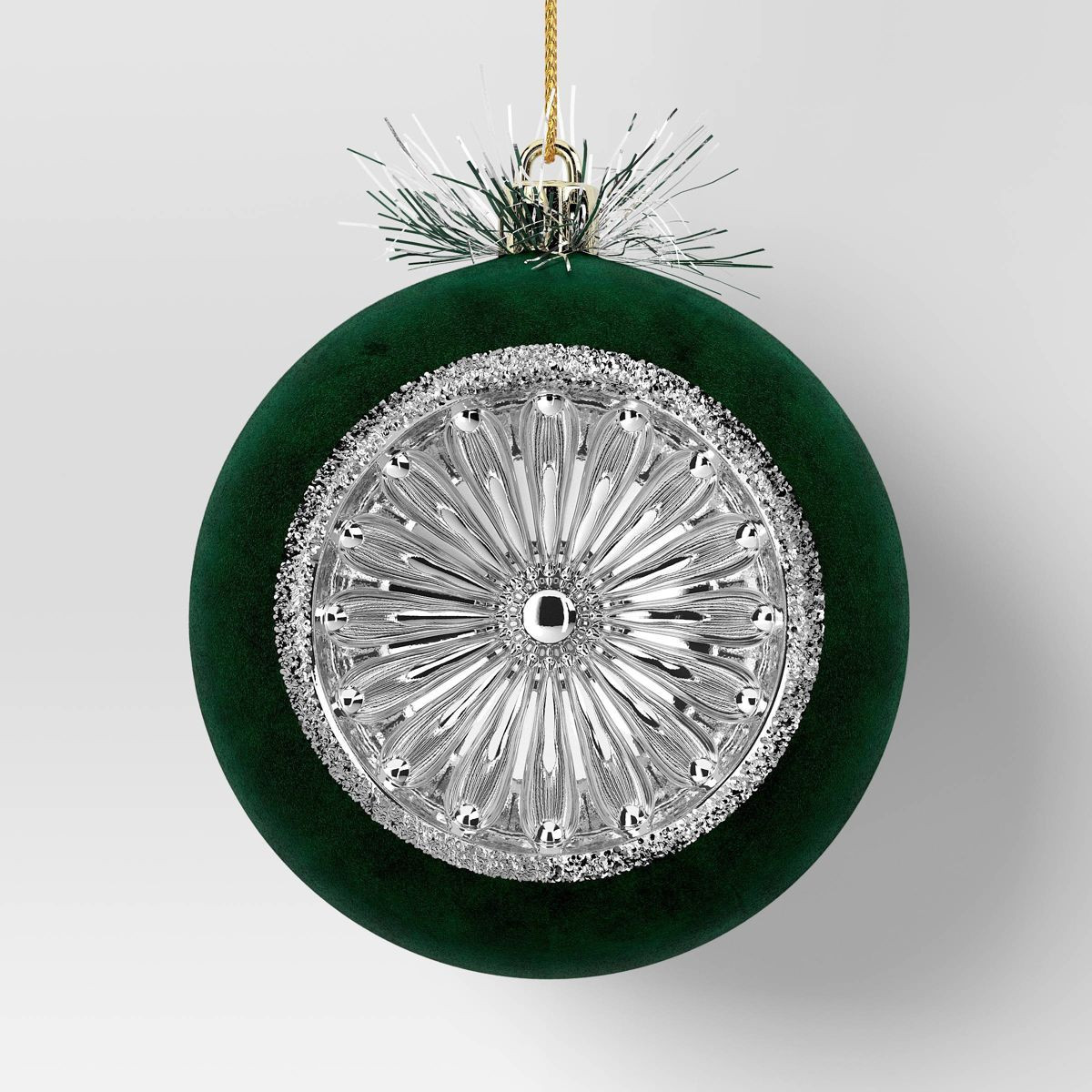 Christmas Flocking Ornament with Reflector Dark Green - Wondershop™ | Target