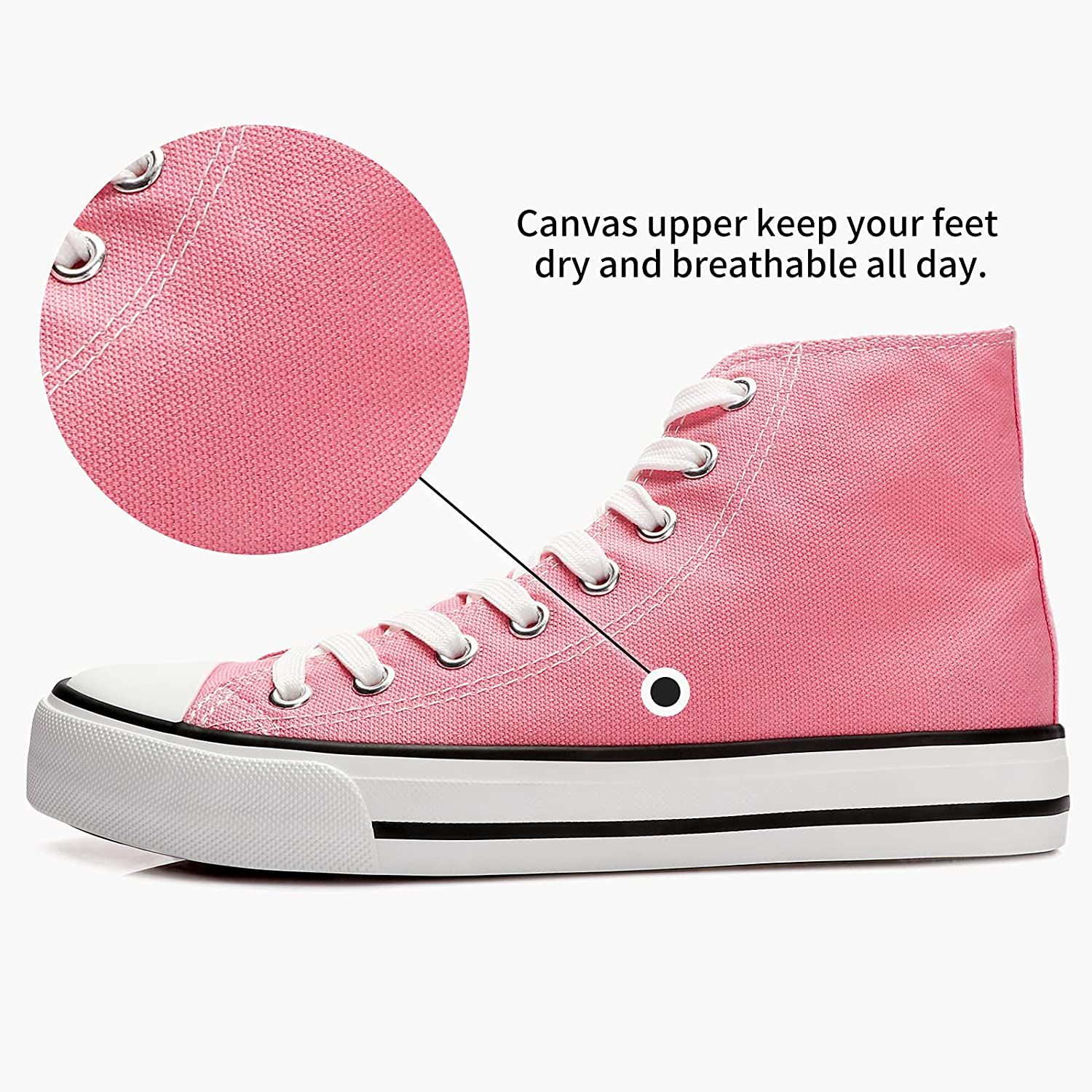 Women's High Top Canvas Sneaker Shoes Classic Fashion Lace ups Sneakers | Amazon (US)