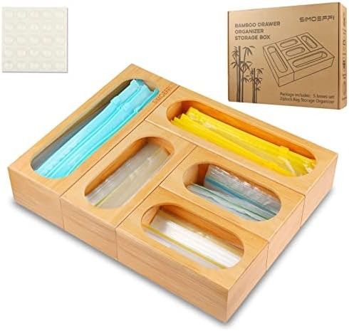 Ziplock Bag Organizer for Kitchen Drawer, Bamboo Bag Storage Organizer, Compatible with Ziplock G... | Amazon (US)